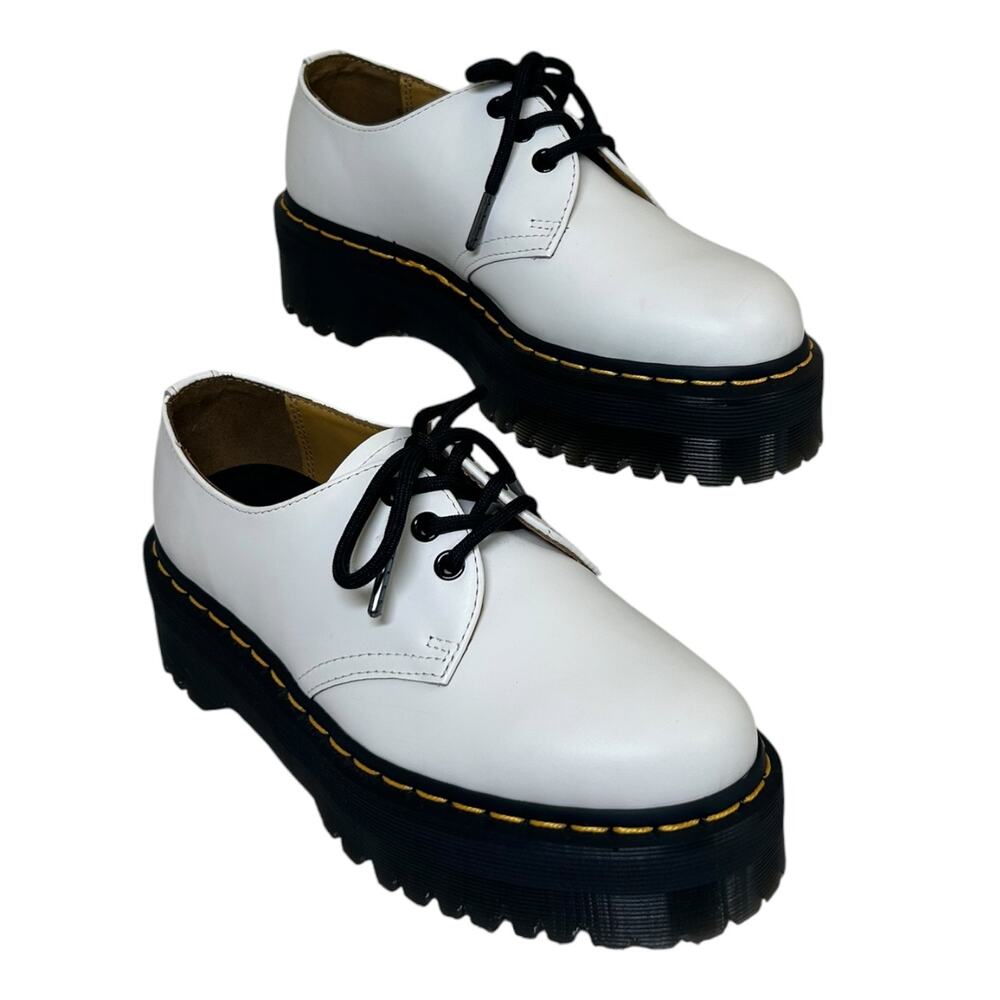 Dr. Martens Womens 1461 Quad Platform Oxford, Smooth Leather Shoes White SZ 8 US - Picture 3 of 14